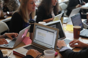 Participants at a BWH iHub/H@acking Medicine hackathon