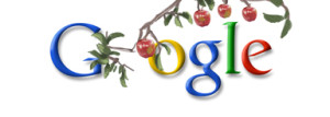 Google logo with apples